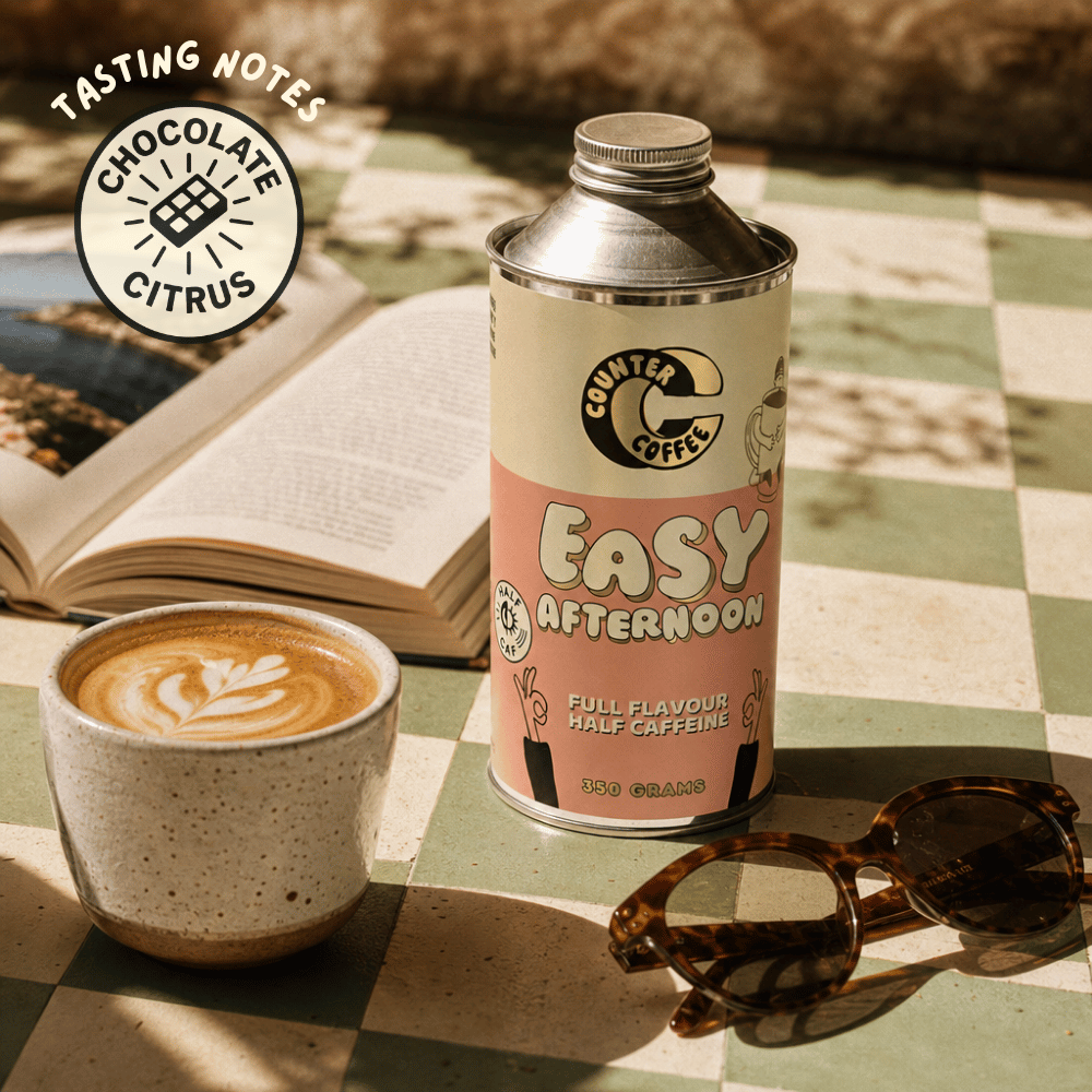 Coffee Easy Afternoon Half Caf Tin 350g Fresh Roasted Blend: Whole Bean / 350g
