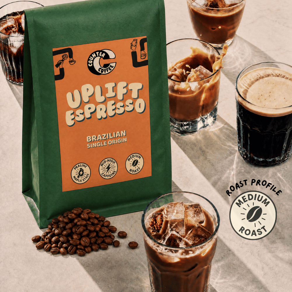 Coffee Uplift Espresso Fresh Roasted Brazilian 350g: Fine (Espresso)