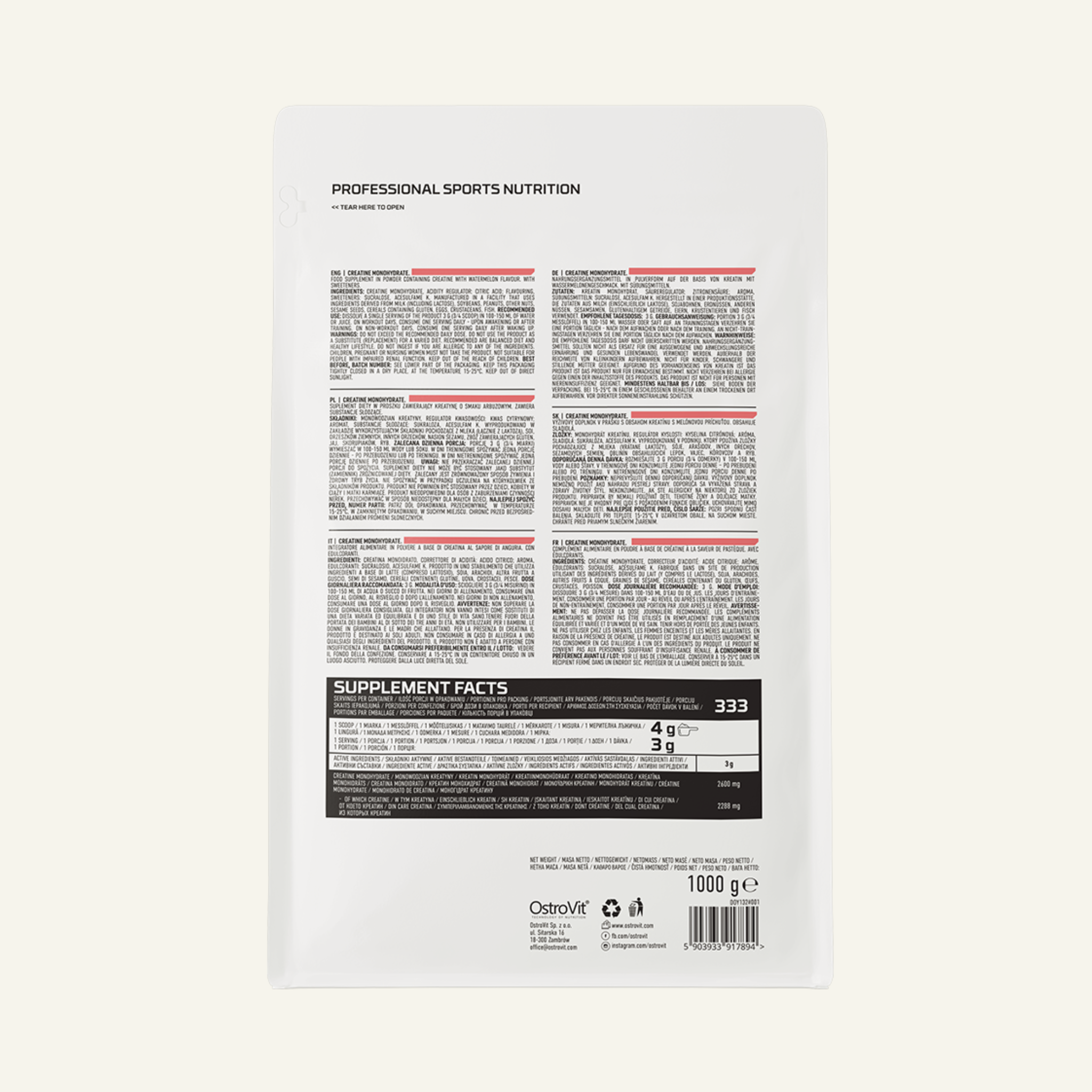 Creatine Monohydrate, Watermelon - 1000 grams