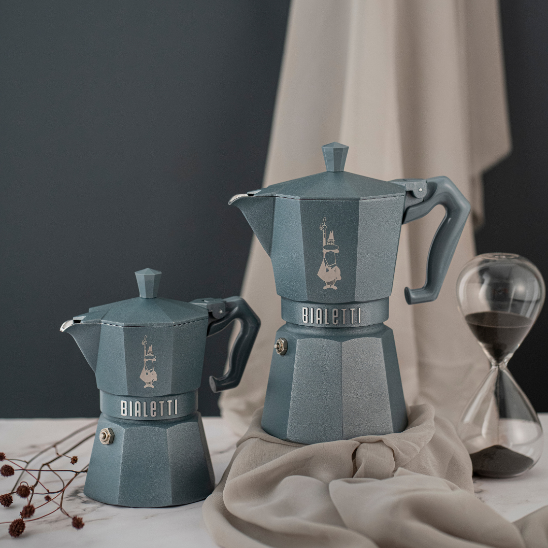 Moka Exclusive Octagonal Induction Stovetop Coffee Maker: Grey / 3 Cup