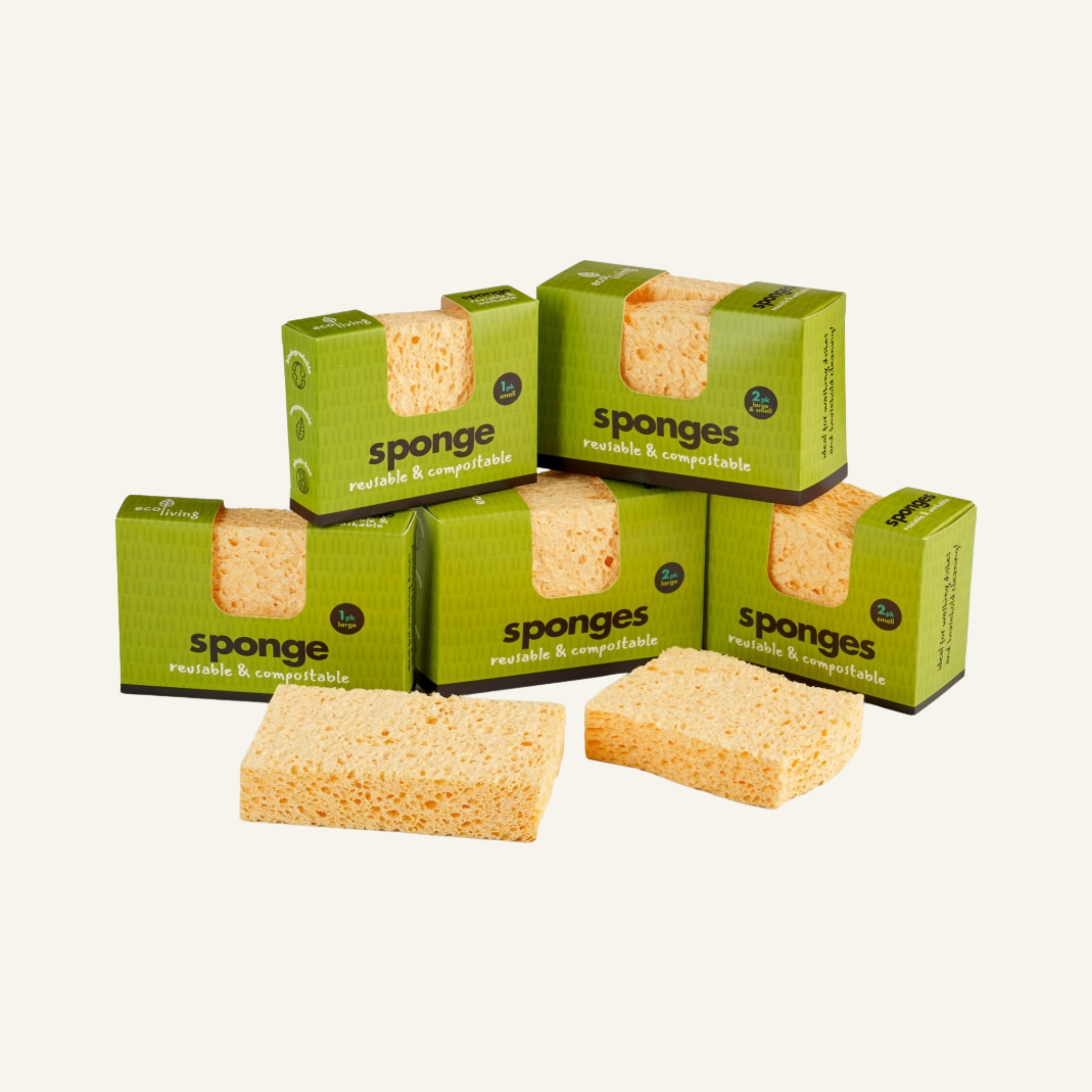 Plastic Free Compostable Sponge: 2 Pack Large