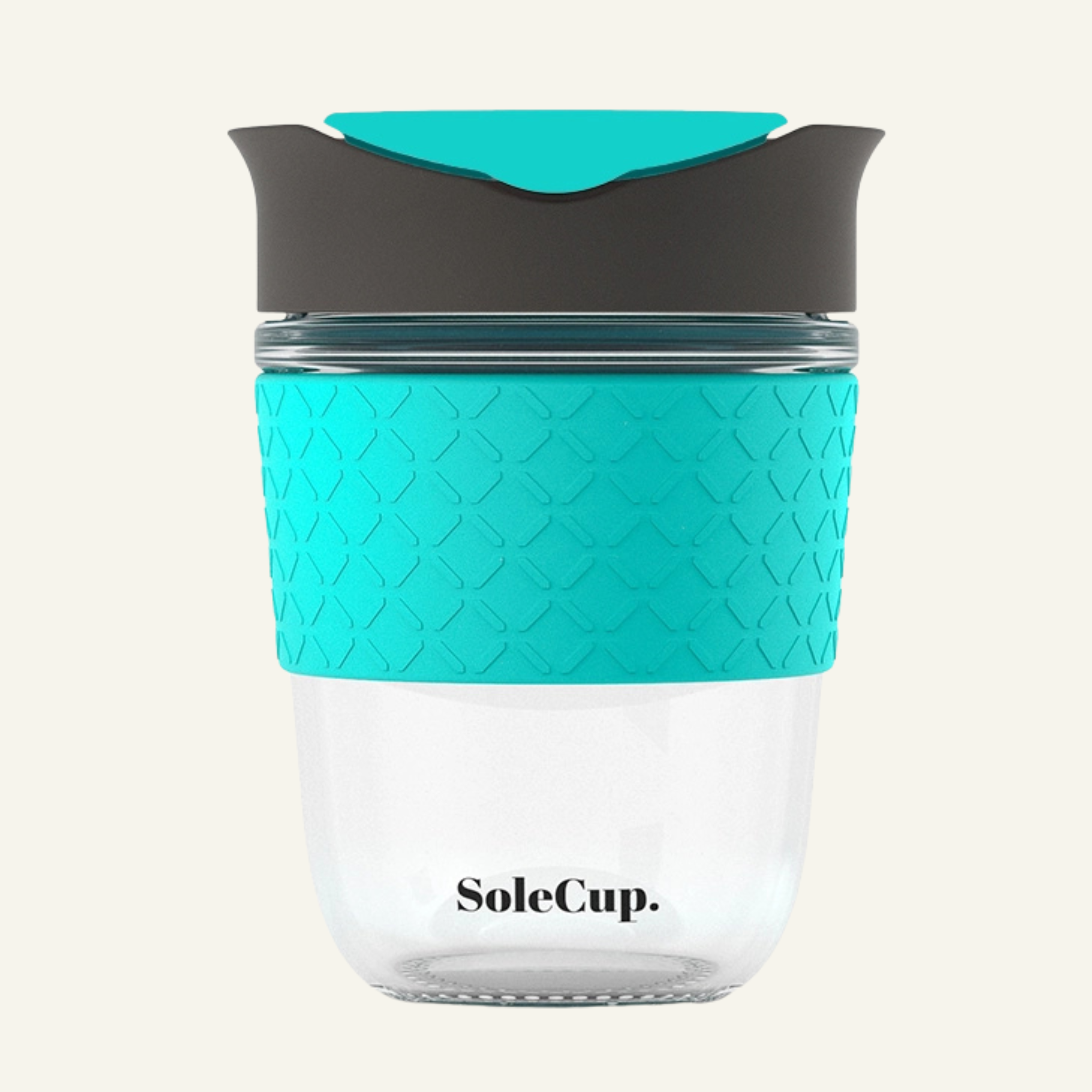 SoleCup Glass Travel Mug - 12oz Original - Silicone: Grey and Blue