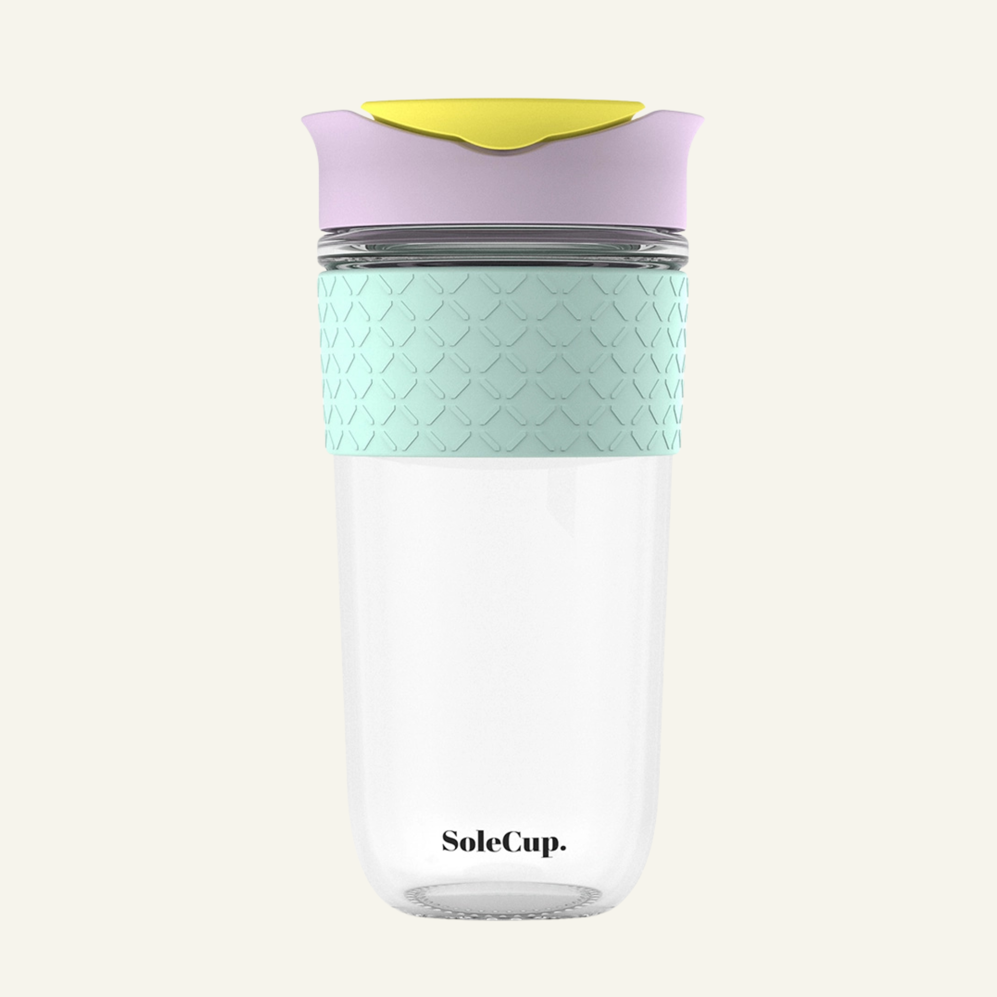 SoleCup Large Glass Travel Mug – 18oz (530ml) – Silicone: Ice-cream