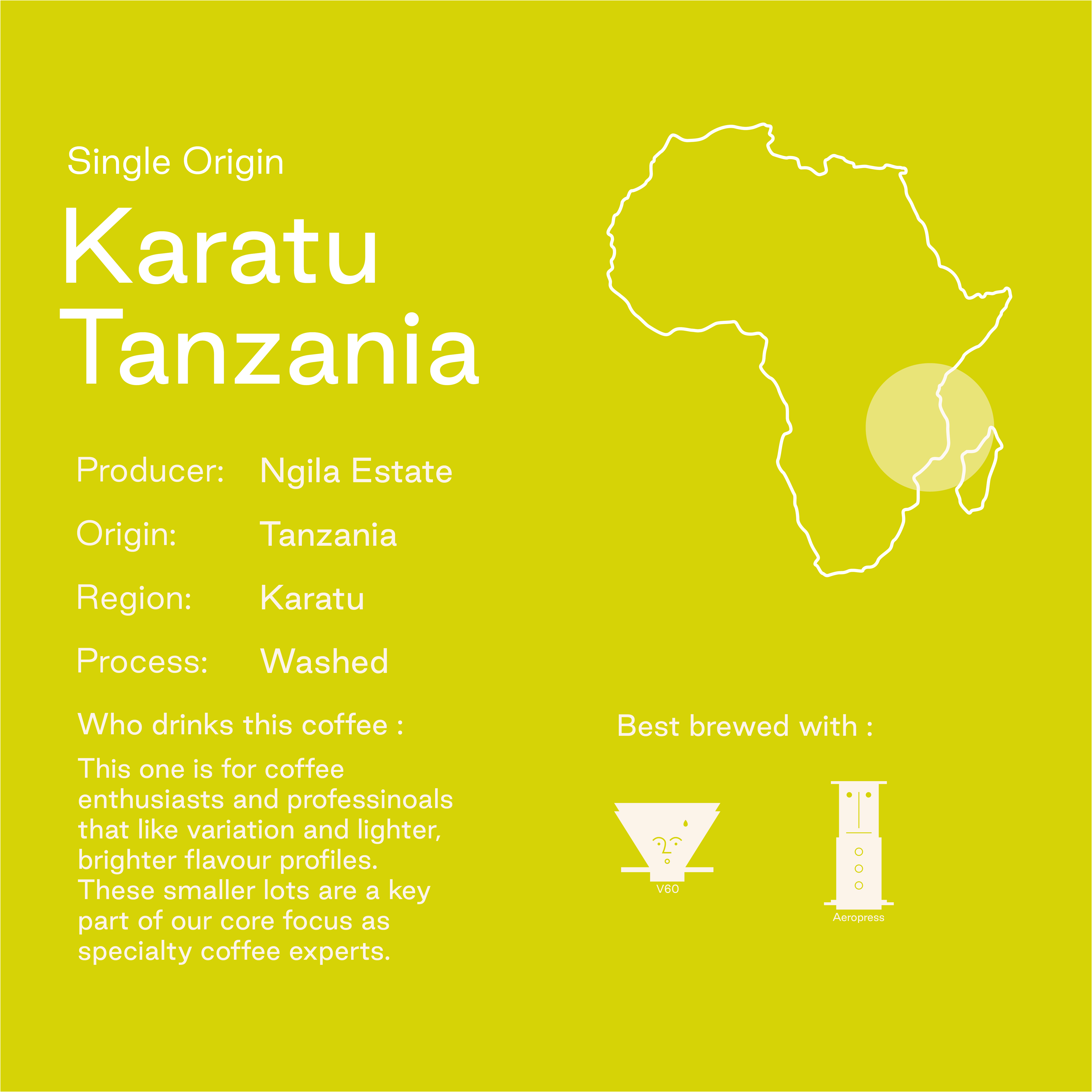 Tanzanian Single Origin Washed Ground Coffee: 250g / Espresso